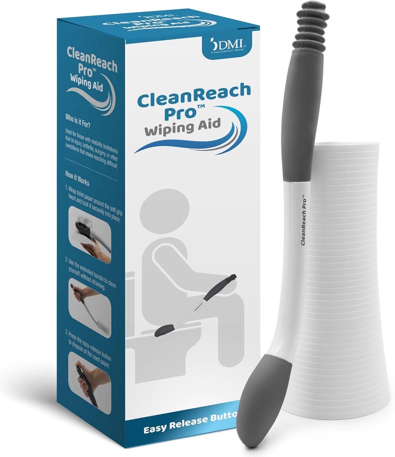 DMI CleanReach Pro with Sanitary Holder - Easy Release Toilet Aids for Wiping Bottom, Butt Wiper Tool for Women and Men, Long Handle Toilet Aids for Seniors and Handicap, Toileting Wand - Image 1